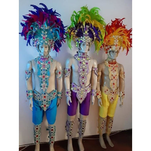 Samba Carnival costume set Wire Bra&Panty&Belt Set Hand Made 4 Pcs