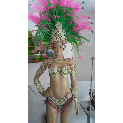Handmade Rainbow Diamond Stone Samba Carnival Festival Bikini